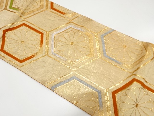 JAPANESE KIMONO / ANTIQUE TORTOISESHELL-PATTERNED FUKURO OBI / WOVEN C
